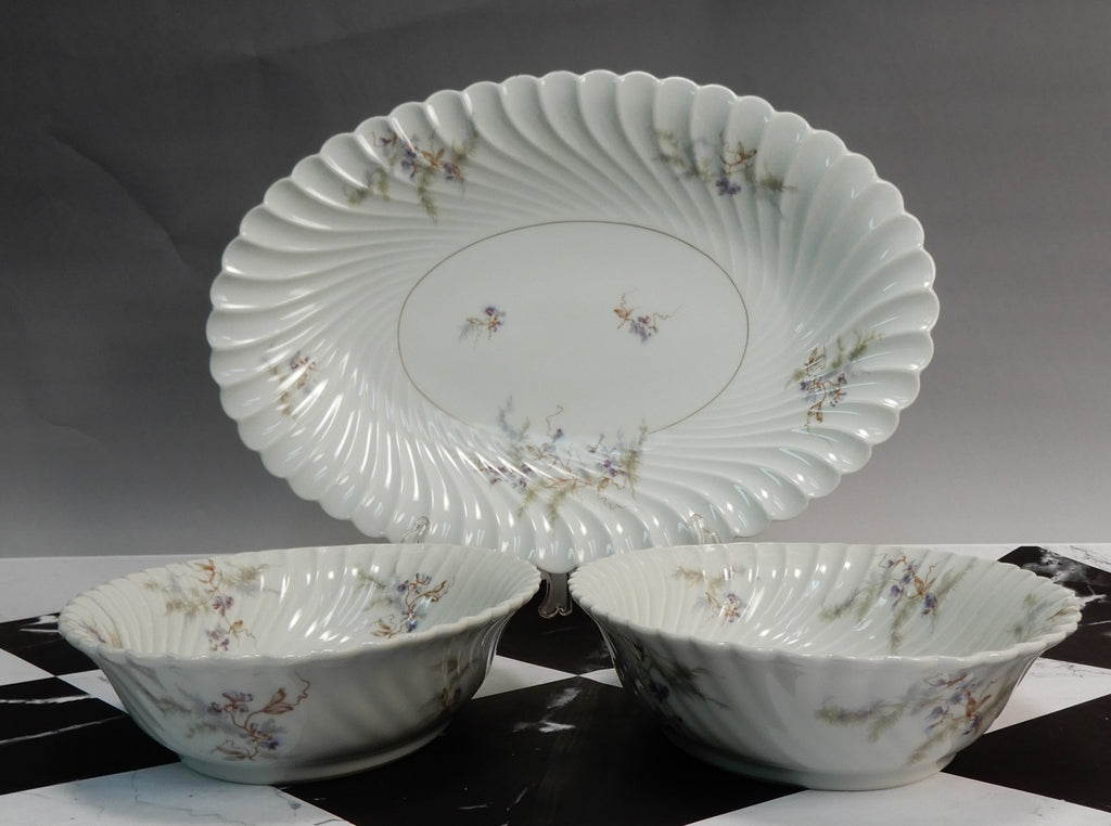 Vintage Haviland Limoges "Orsay" Made in France 15-3/4" Platter &Two Oval Bowls