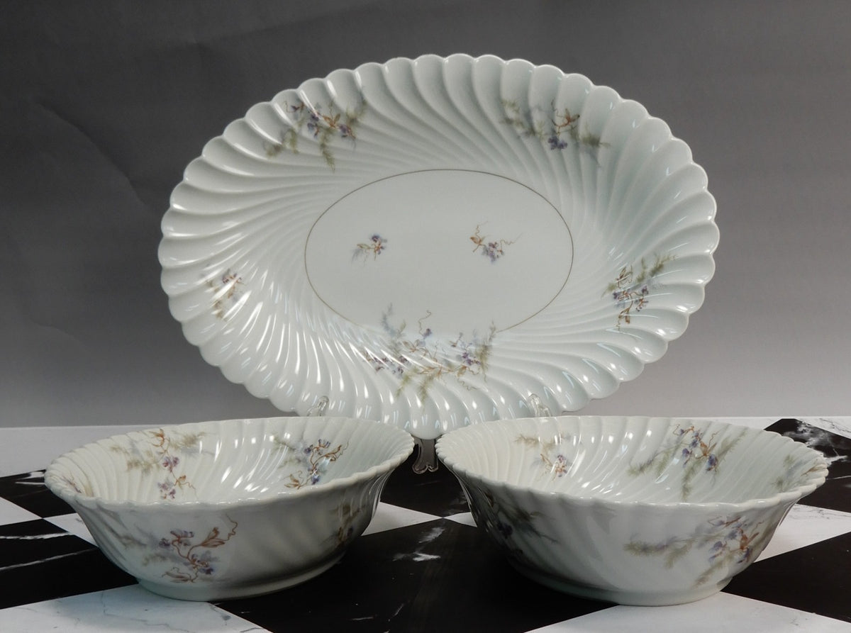 Vintage Haviland Limoges "Orsay" Made in France 15-3/4" Platter &Two Oval Bowls
