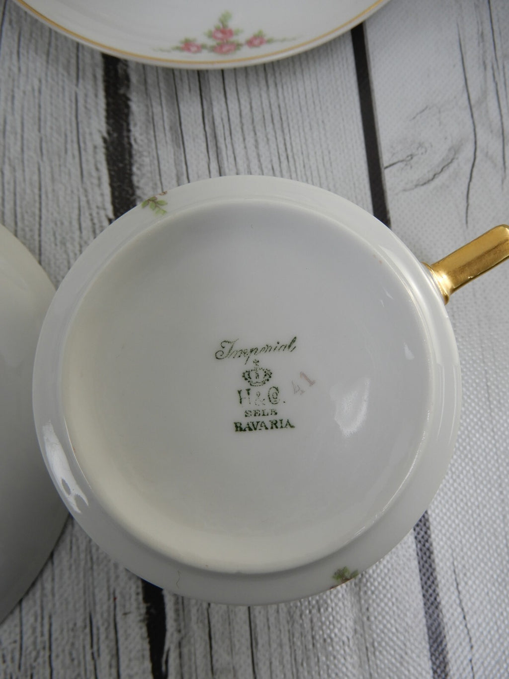 24 Pieces 6-Piece 4 Place Setting Heinrich H&Co Bavaria "Rosalinda" Pink Flowers