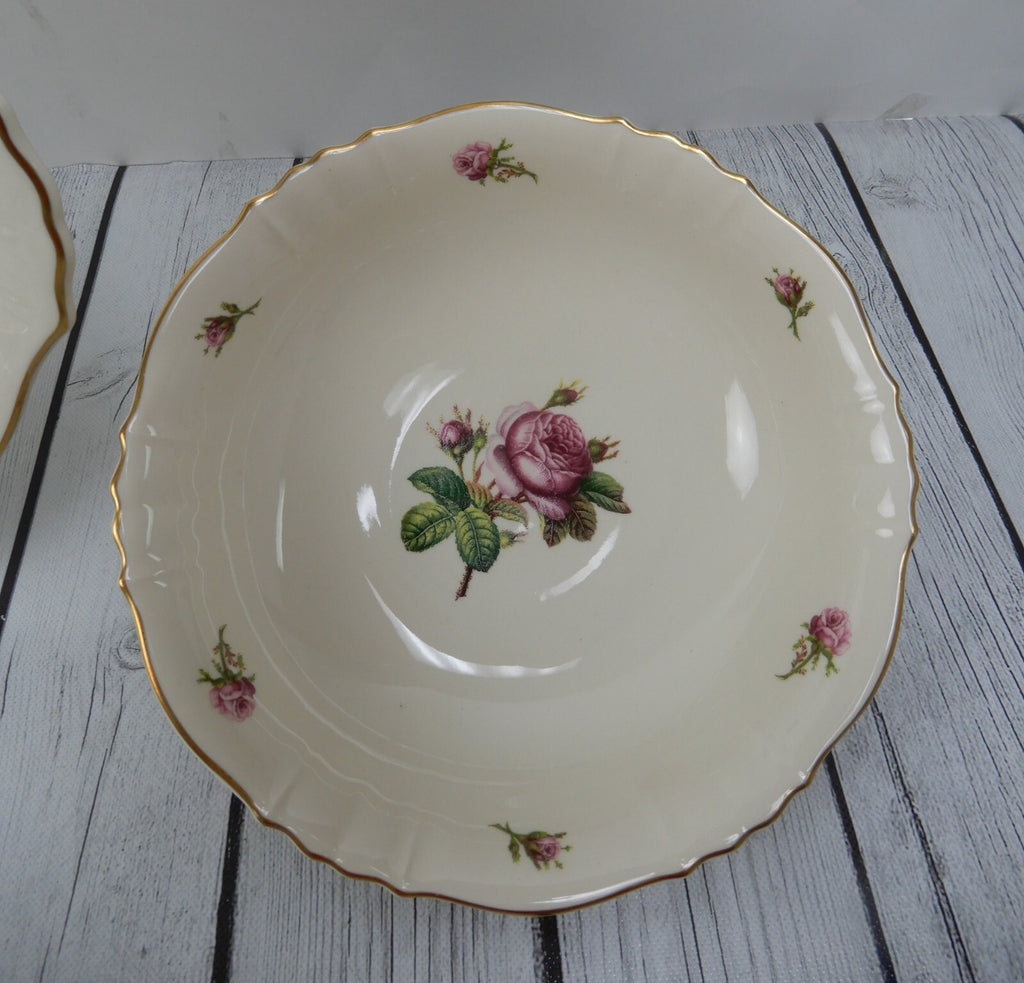 Vtge Federal Shape Syracuse China Victoria Rose -Platter and Serving Round Bowl