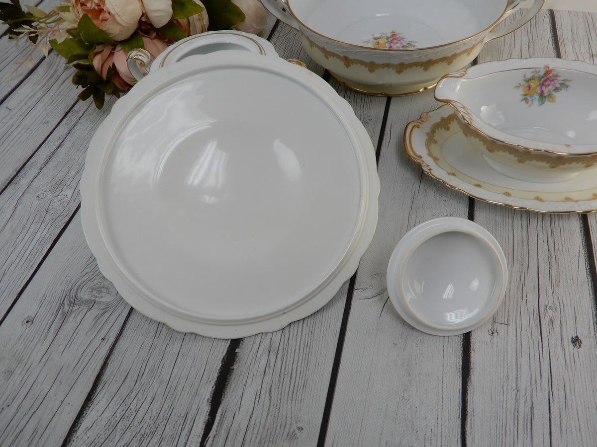Vintage Noritake China "Schenley " Lidded Serving Bowl,Gravy Boat,Sugar Bowl