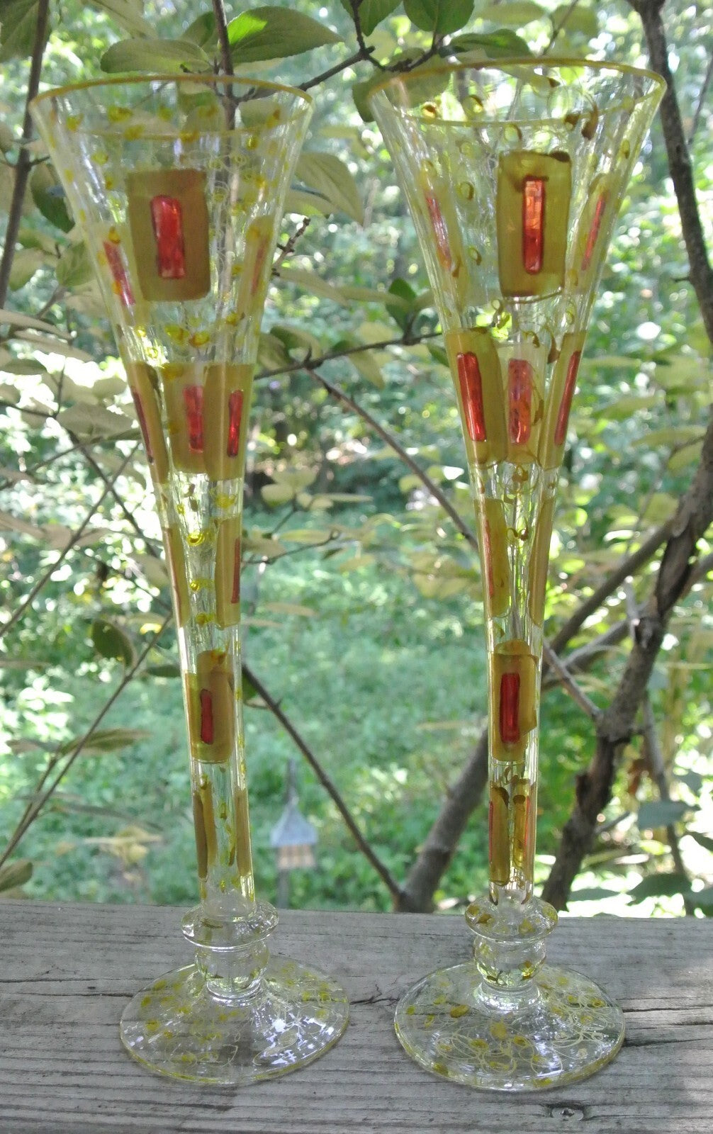 Royal Danube Romanian Crystal 12" Champagne Flute Hand Painted