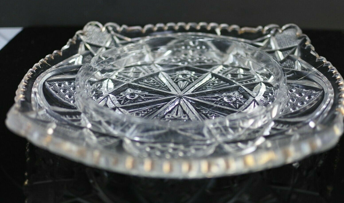 Vintage Ornate Starburst Press Glass Butter Dish With Lid