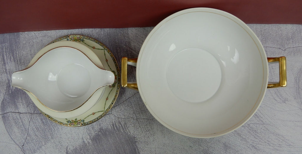 Vintage Meito China Gravy/Sauce Bowl Attached Underplate and Vegetable Bowl