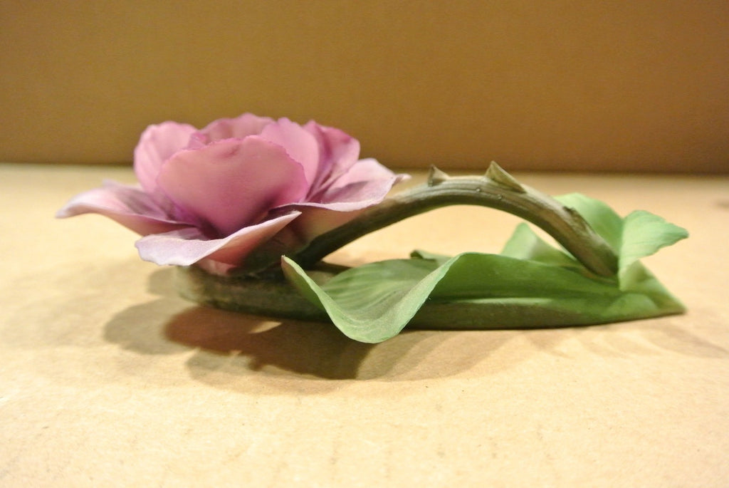 Vintage Ceramic Purple Rose made in Italy. Table Décor. Flower Figure