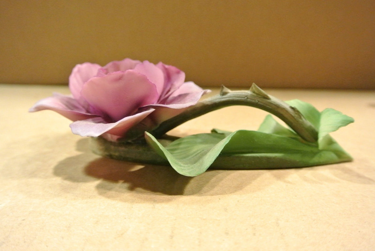 Vintage Ceramic Purple Rose made in Italy. Table Décor. Flower Figure