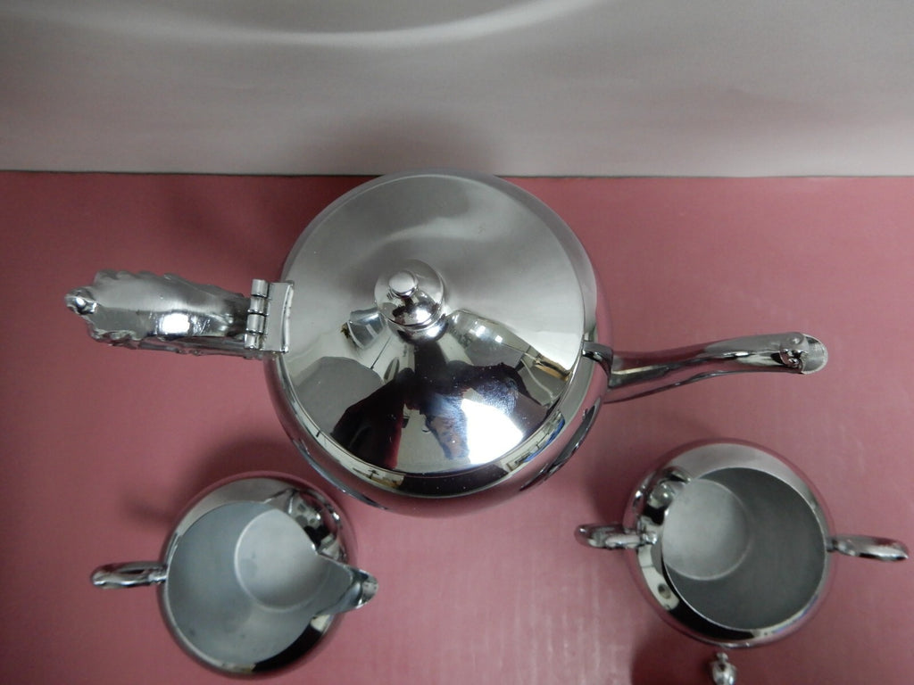 Vintage Sheridan Chrome Coffee Pot ,2 Handled Sugar Bowl w/Lid & Creamer