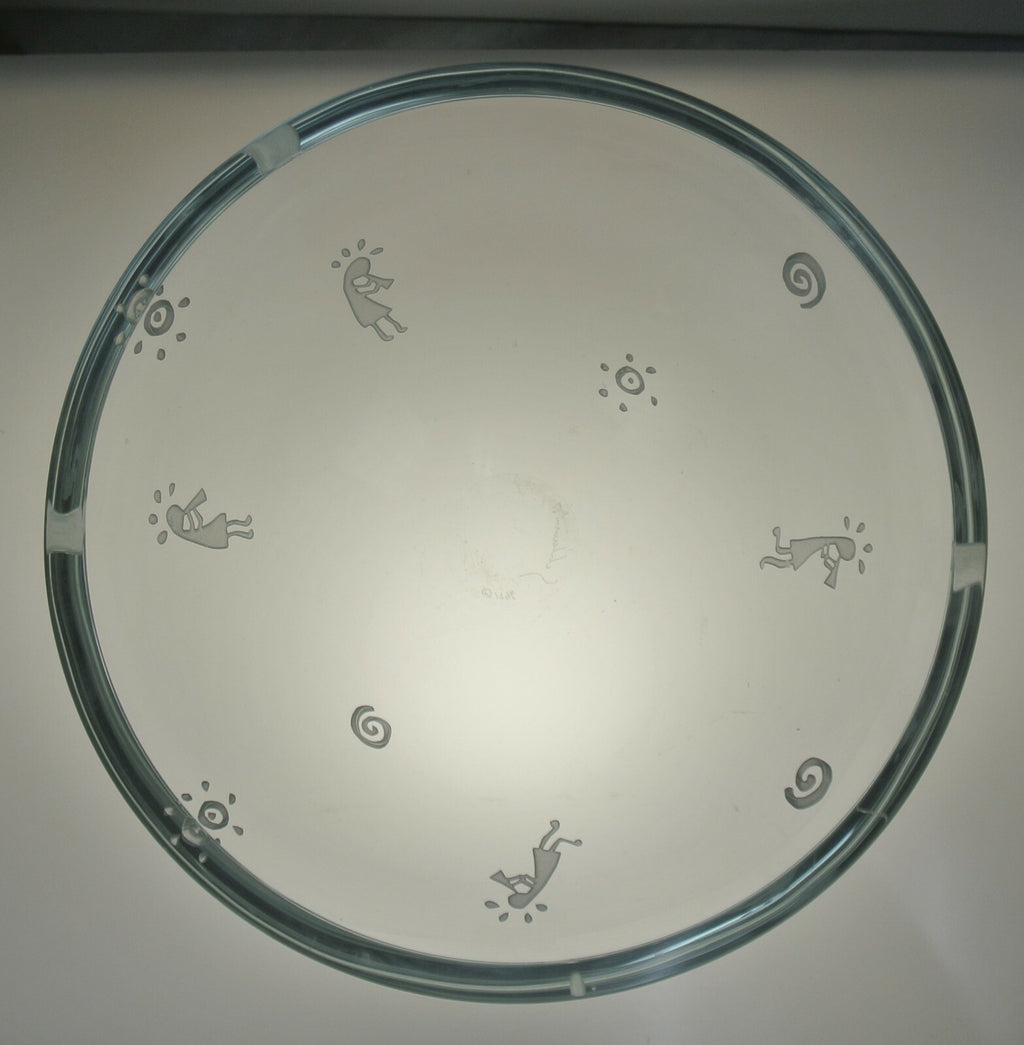 Vintage 1996-97 Clear Glass Vase Engraved with kokopellies and Signed
