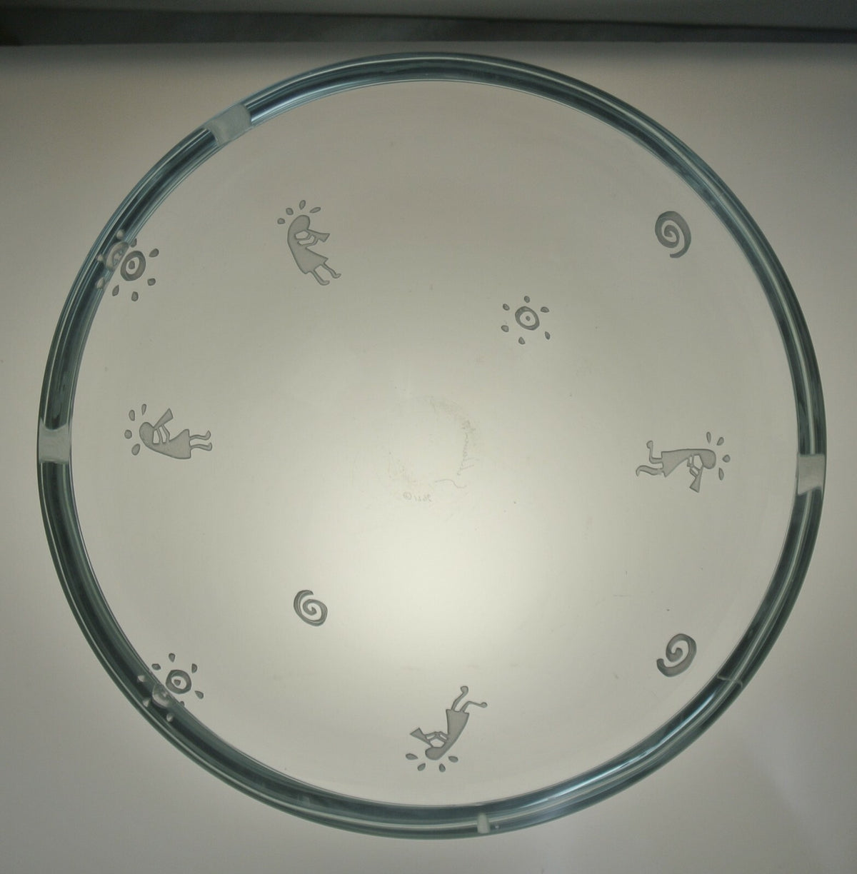 Vintage 1996-97 Clear Glass Vase Engraved with kokopellies and Signed