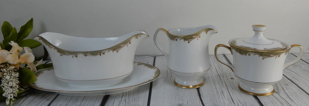 Vintage Sango China "Chateau" Set of Gravy Boat ,Sugar Bowl,Creamer