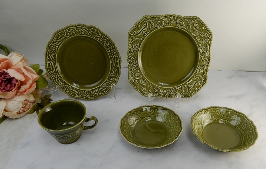Vintage 5 Canonsburg Pottery Regency Ironstone Green Replacement Pieces