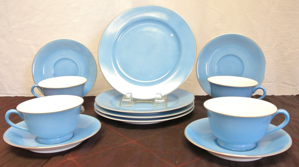 ~~`Set of 4 Noritake Blue Morimura China Cup and Saucer and Dessert Plate~~~B