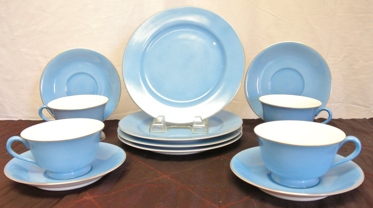 ~~`Set of 4 Noritake Blue Morimura China Cup and Saucer and Dessert Plate~~~B