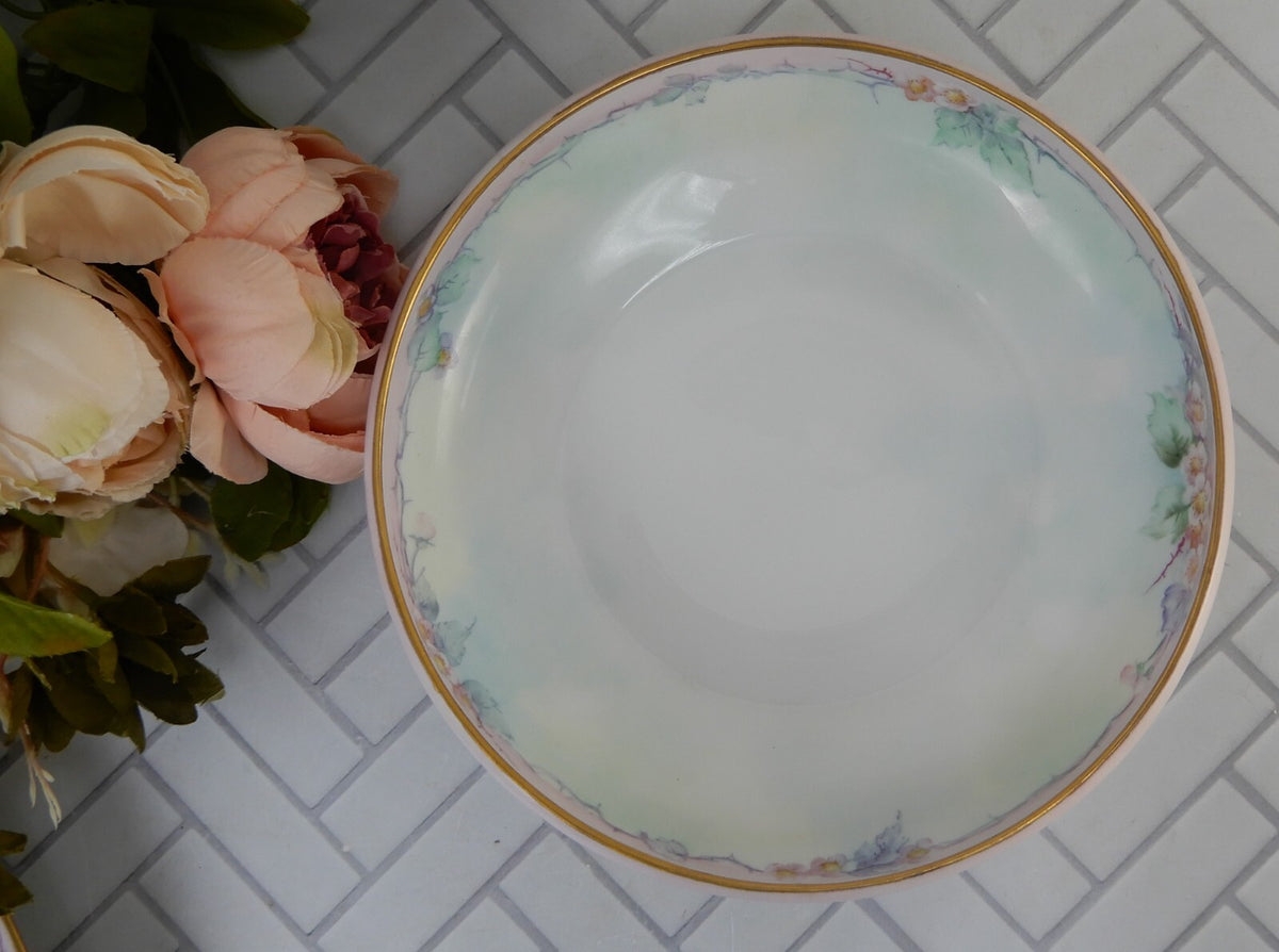 "Rosenthal Self Bavaria" Hand Painted Pink Flowers & Signed 9" Decorative Bowl