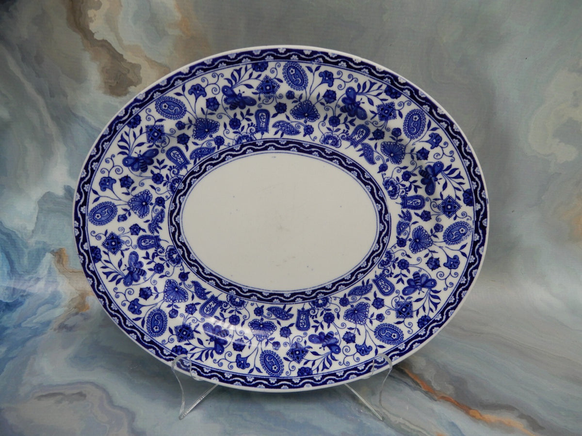 Antique Royal Crown Derby Wilmot Blue 1800's 11-1/4" Platter