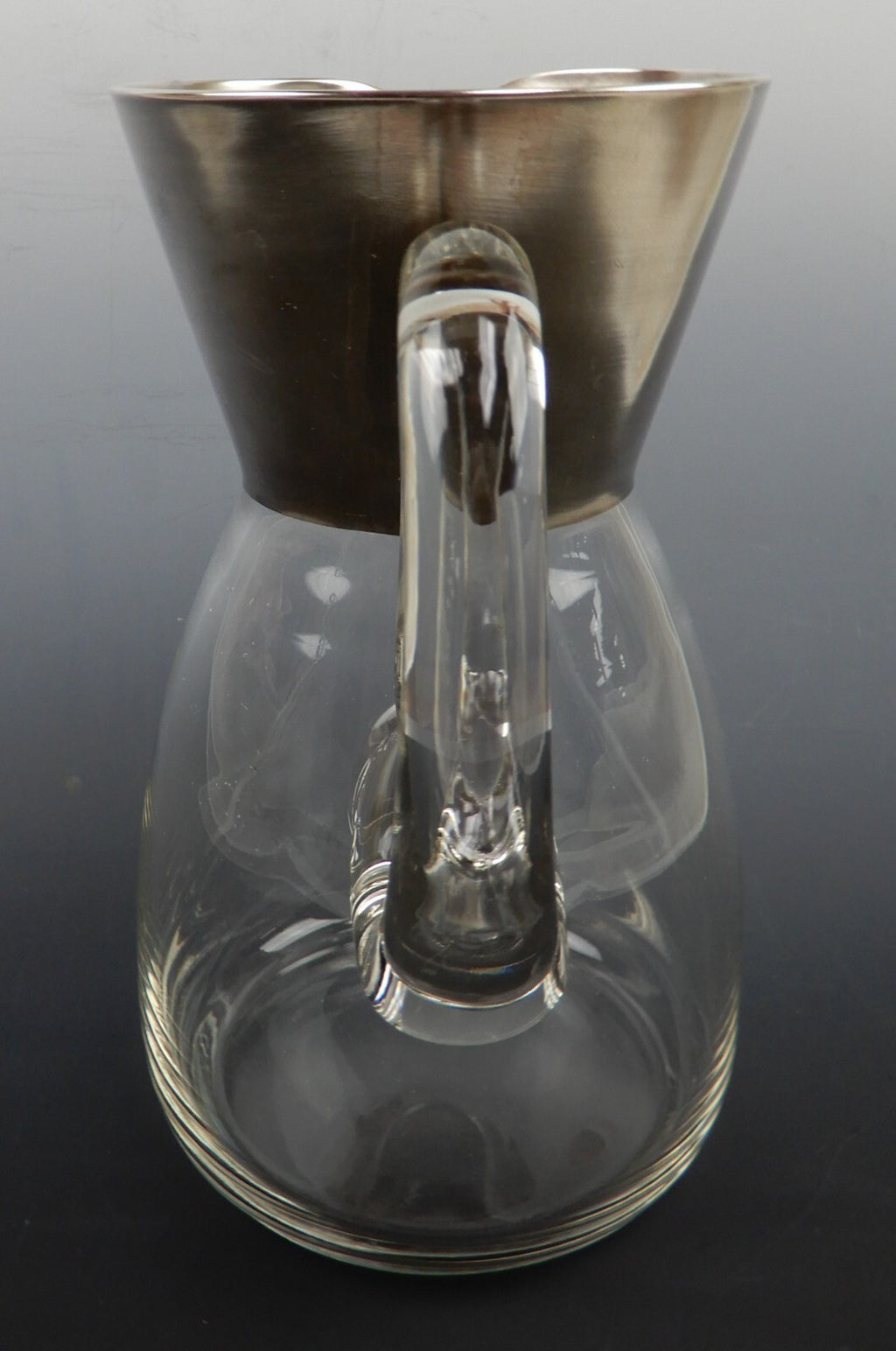 Vintage Dorothy C Thorpe Silver on Crystal Pitcher Scrolling Handle 56oz.