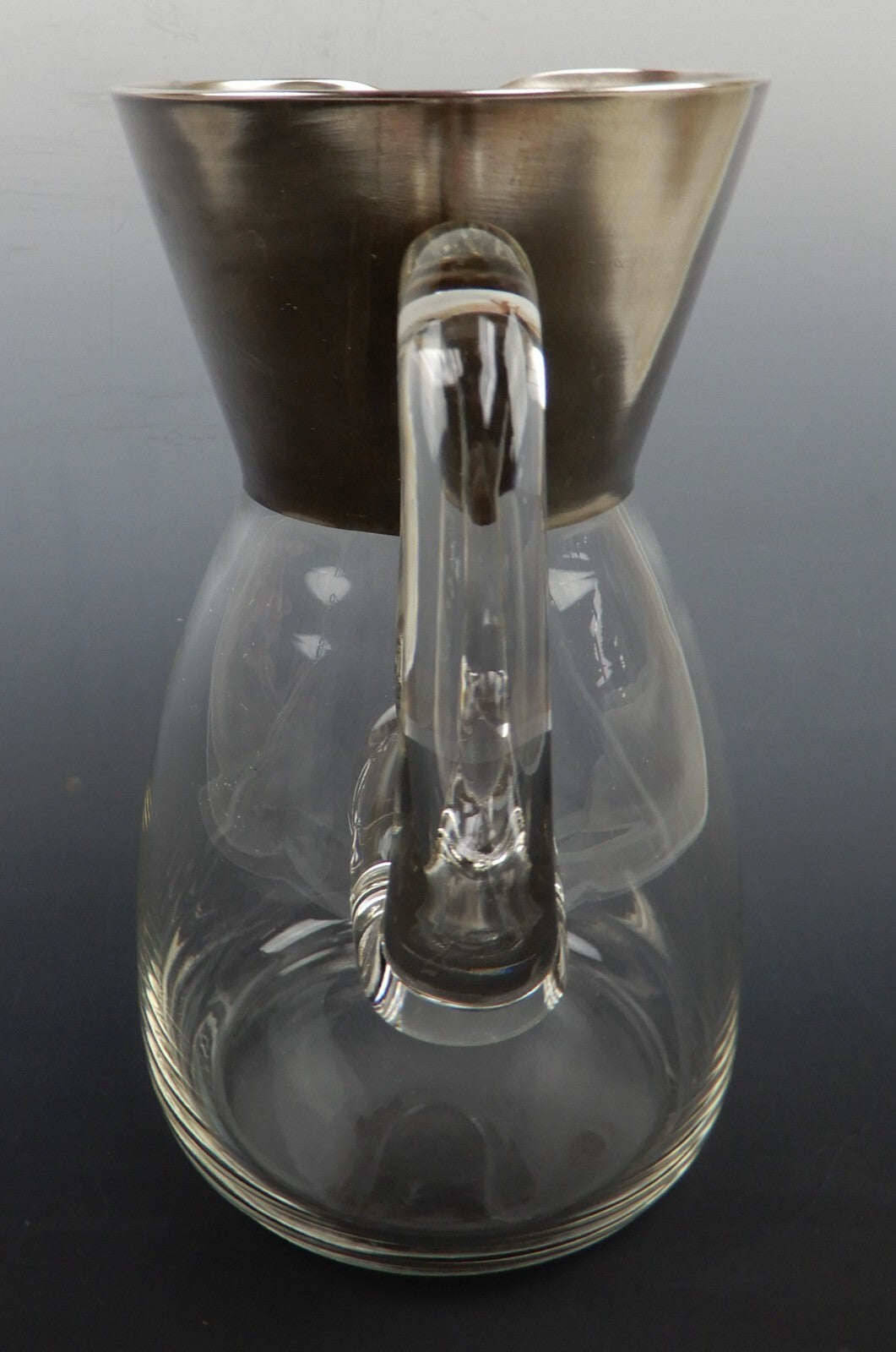 Vintage Dorothy C Thorpe Silver on Crystal Pitcher Scrolling Handle 56oz.