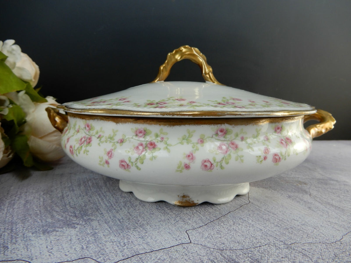 Vtge BT Co. Burley And Tyrrell China Chicago Flowers Round Lidded Serving Bowl