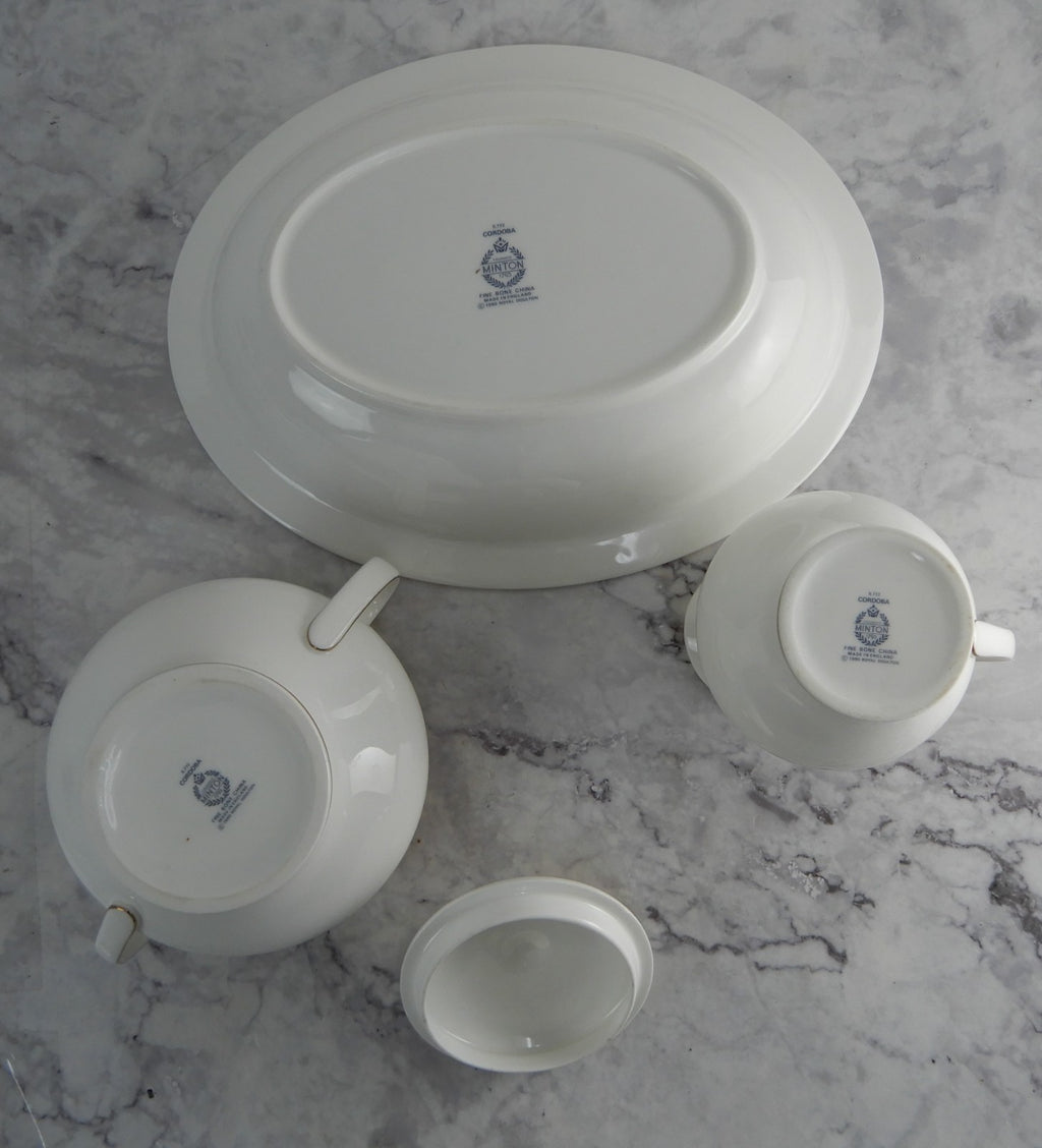 Royal Doulton Minton "Cordoba" Oval Serving Bowl and Creamer and Sugar Bowl