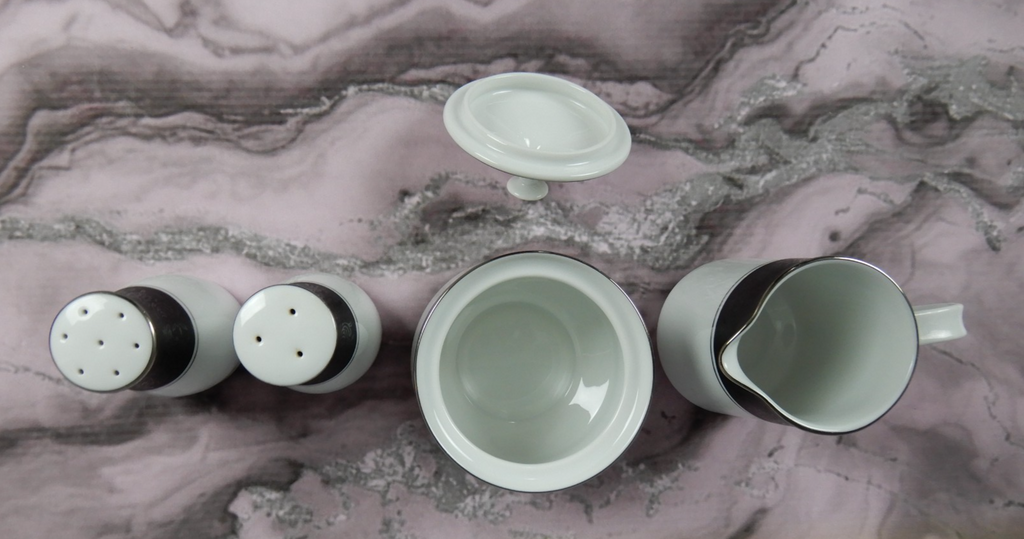 Vintage Set of Noritake "Mirano" 6878-Creamer,Sugar Bowl, Salt & Pepper Shaker