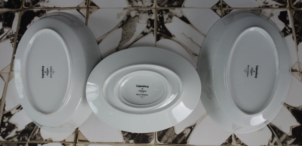 Legendary By Noritake Belle Empress 3980 Two Serving Oval Bowls,One Gravy Boat