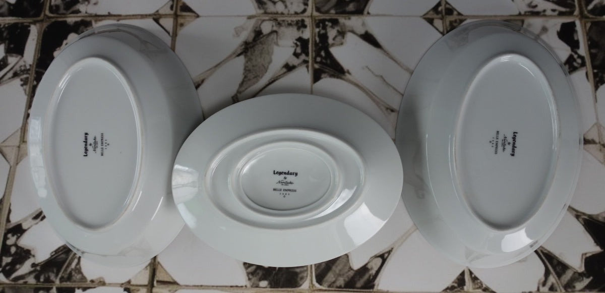 Legendary By Noritake Belle Empress 3980 Two Serving Oval Bowls,One Gravy Boat