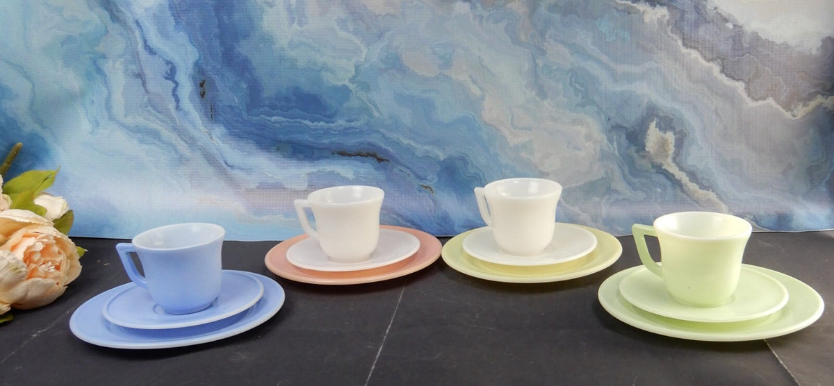 Vintage 1940's Little Hostess Child's Pastel Tea Set- Hazel Atlas 12 Pieces