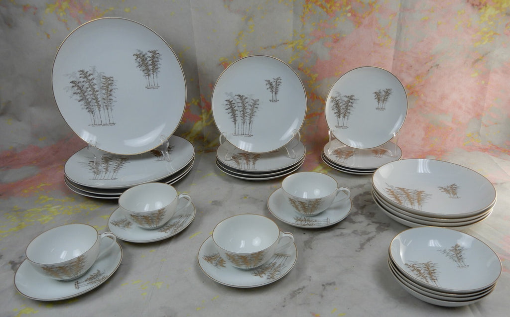 28 Pieces 7-Piece 4 Place Setting Porcelain of FUKAGAWA Arita Japan ~Gold Bamboo
