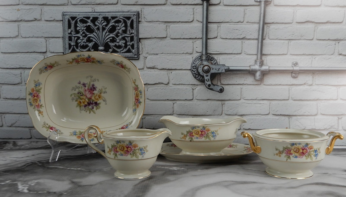 Vintage Vegetable Bowl,Gravy Bowl,Creamer & Sugar Bowl Tirschenreuth Springtime