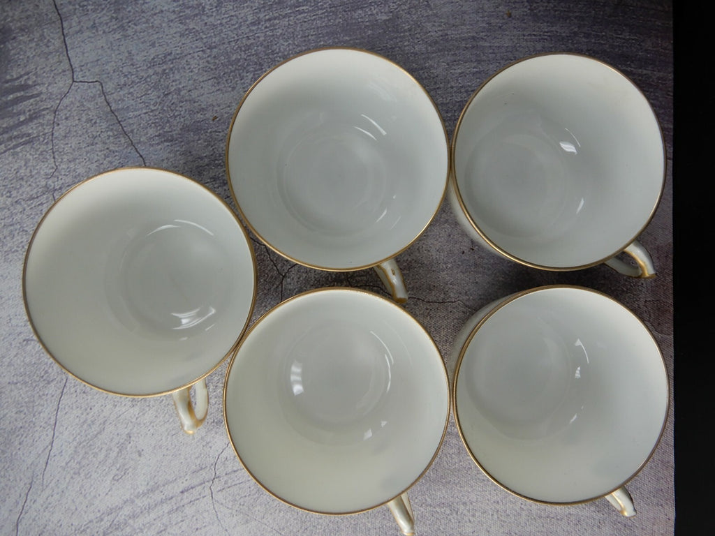 Vintage D&C Delinieres and Cie.Gold Rimmed Tea /Coffee Cups Set Of 5 No saucers