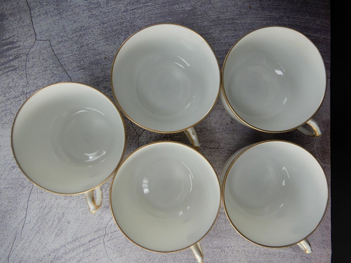 Vintage D&C Delinieres and Cie.Gold Rimmed Tea /Coffee Cups Set Of 5 No saucers