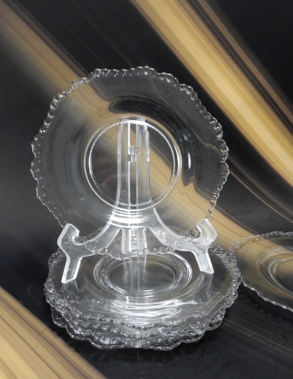 Set Of 6 Vintage Clear Cambridge Glass "GADROON" 8-1/2" Salad Plates