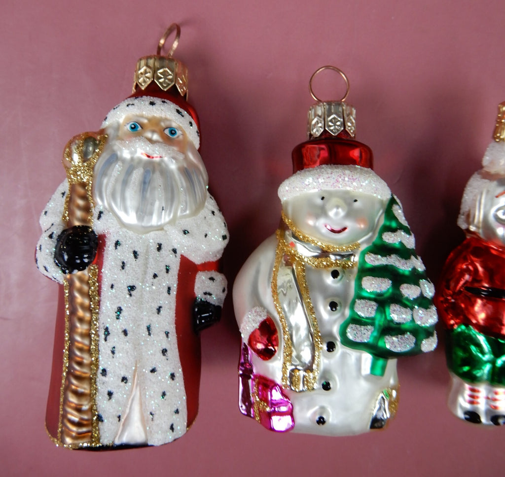 4 Vintage Christmas Ornaments Glass Santa collectible Decoration