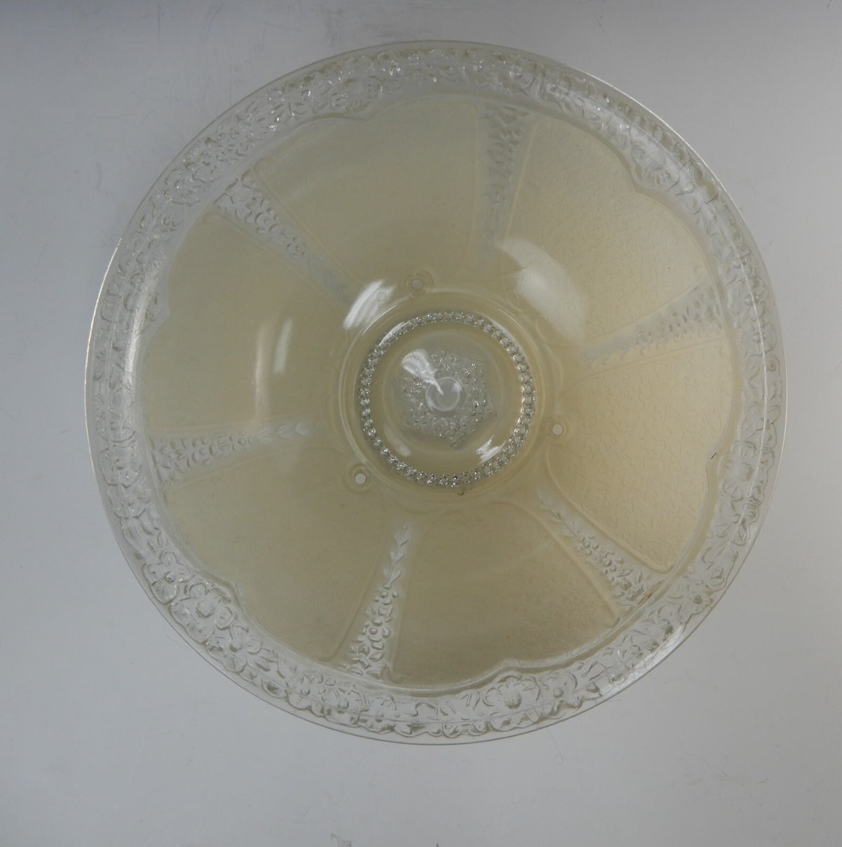 Art-Deco Glass Ceiling Shade Clear and White Chains not Included