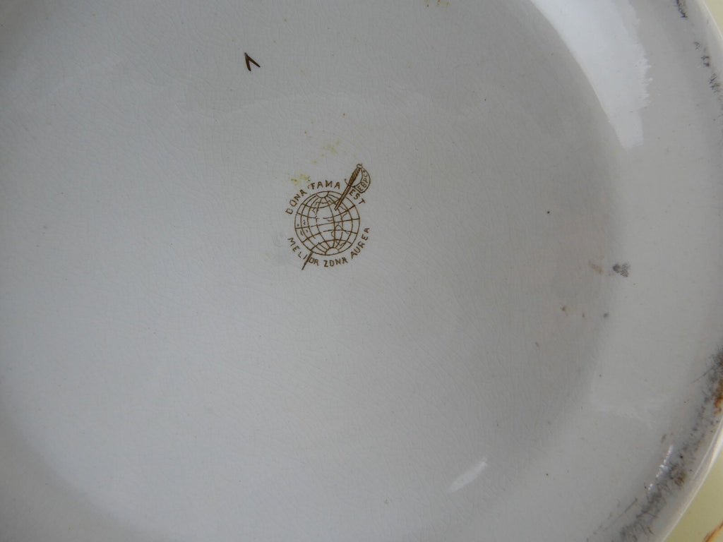 Antique Alba China Bona Fama Melior Ironstone Pottery Wash Bowl and Pitcher Set