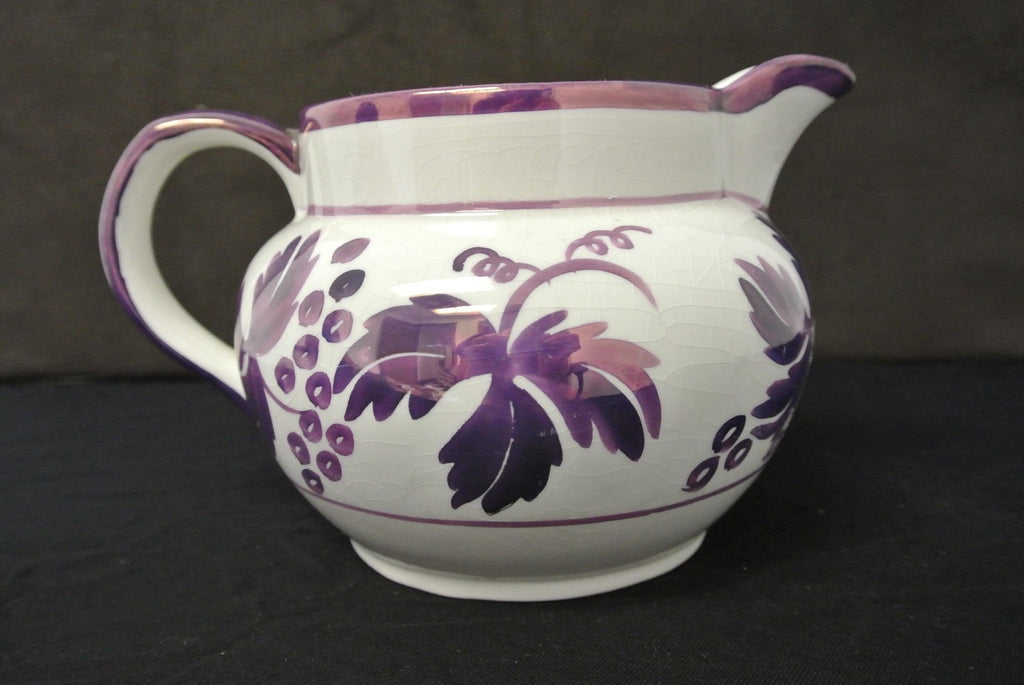 Vintage Pitcher Arthur Wood Pitcher, English Ceramic #5198, Cream Lilac Vines