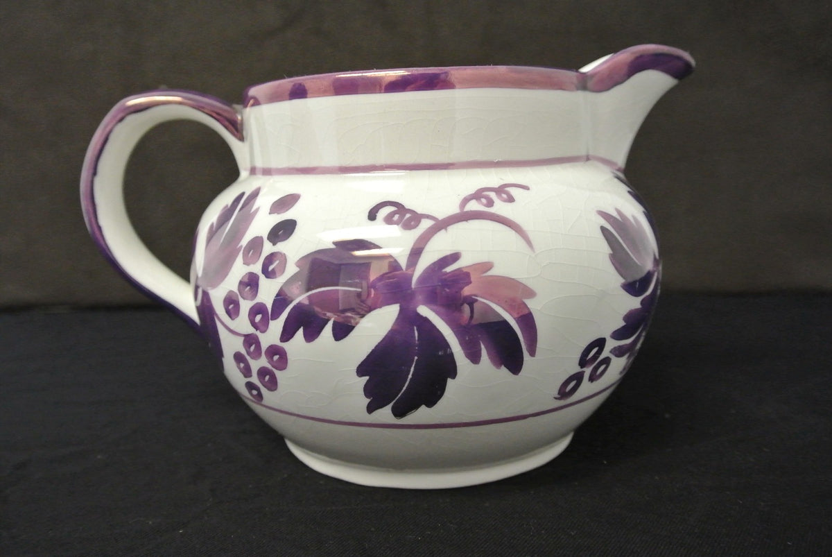 Vintage Pitcher Arthur Wood Pitcher, English Ceramic #5198, Cream Lilac Vines