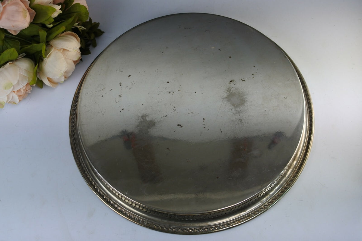 WM Rogers Antique Silverplate Large Etched Serving Tray Drink Tray