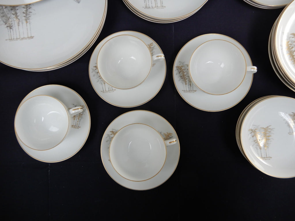 28 Pieces 7-Piece 4 Place Setting Porcelain of FUKAGAWA Arita Japan ~Gold Bamboo