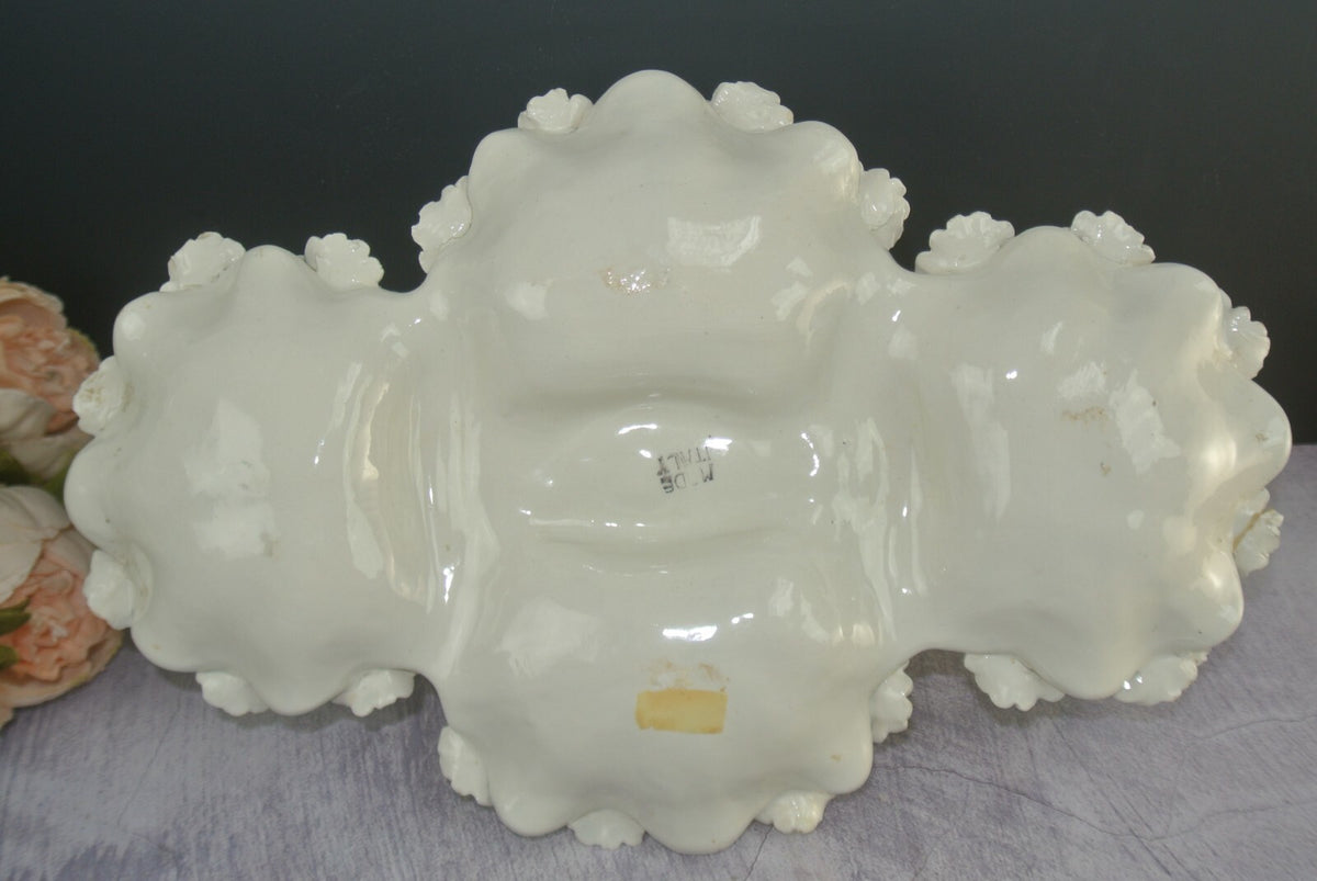 Ceramic Double Candlebra Clamshell Base Baby Cherub Babies Sitting on Dolphins