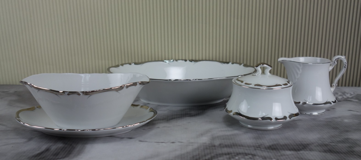 Harmony House "Starlight" Made in Japan~Oval Bowl,Gravy Boat,Creamer&Sugar Bowl