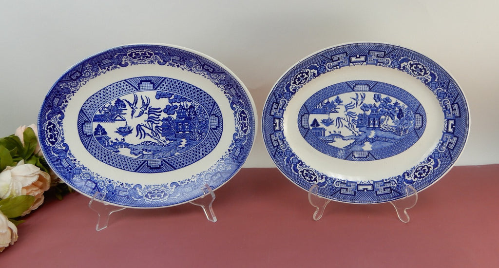 Homer Laughlin Blue Willow 11-3/4" Platter and 13" No Mark Platter