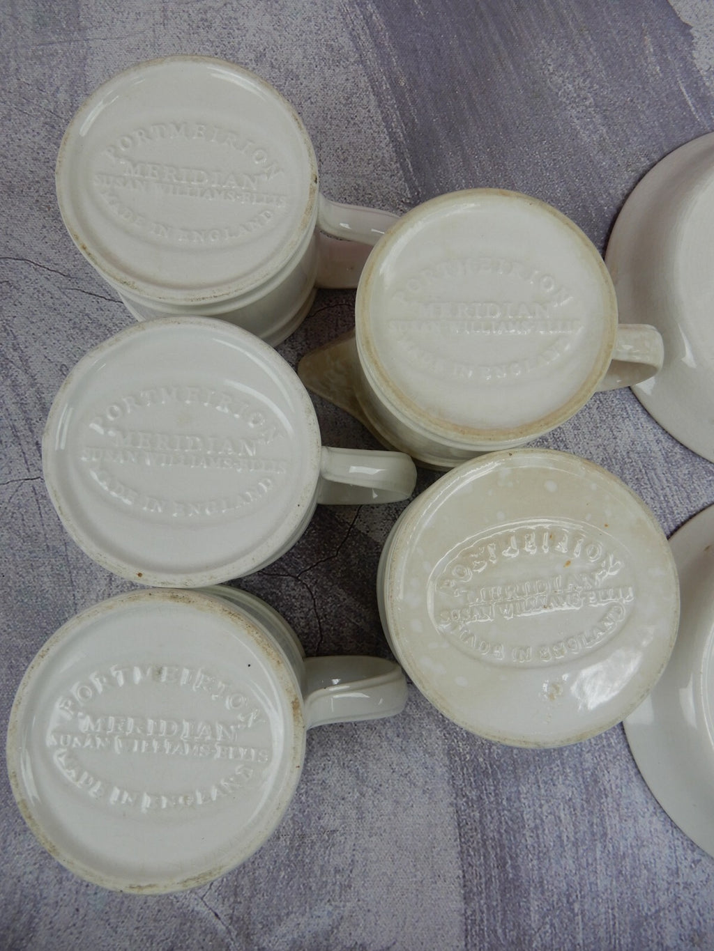 Vtg Portmeirion Meridian Series Mugs,Saucers,Creamer &Sugar Bowl Made in England
