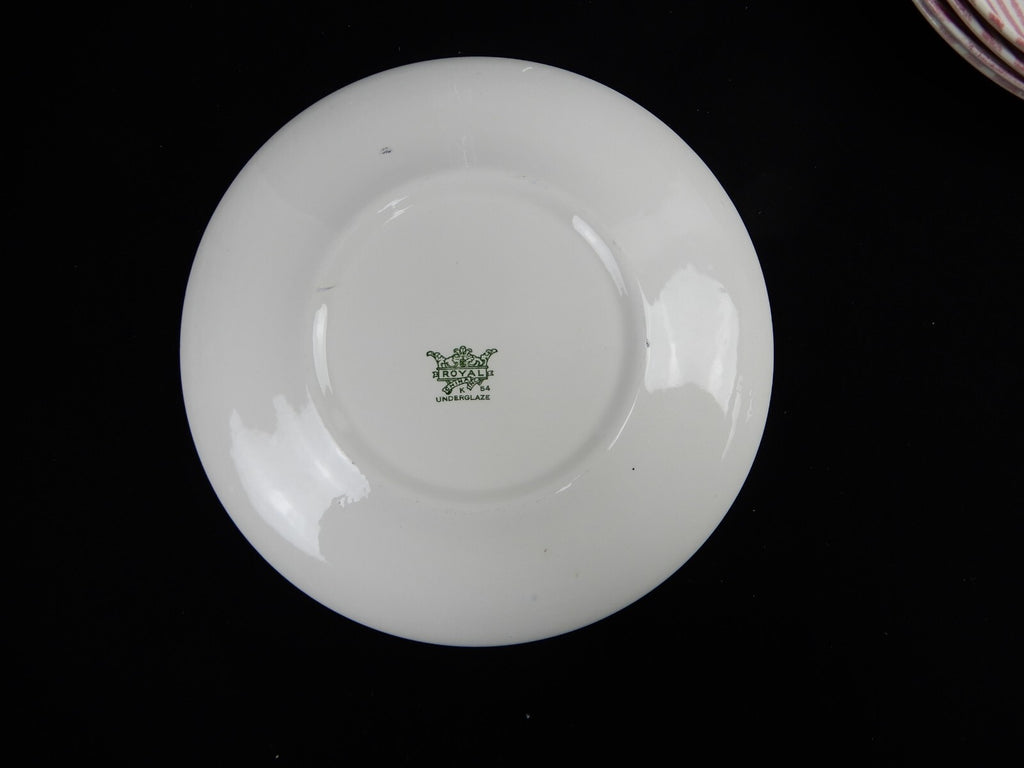 Royal China underglaze F 54 Set of 5 Dinner Plates Red Stripe 10-1/8"