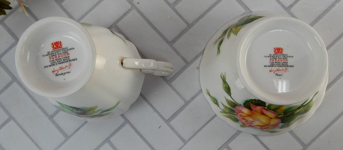 Paragon Harry Wheatcroft "Six World Famous Roses"Cake Tray,Sugar Bowl & Creamer