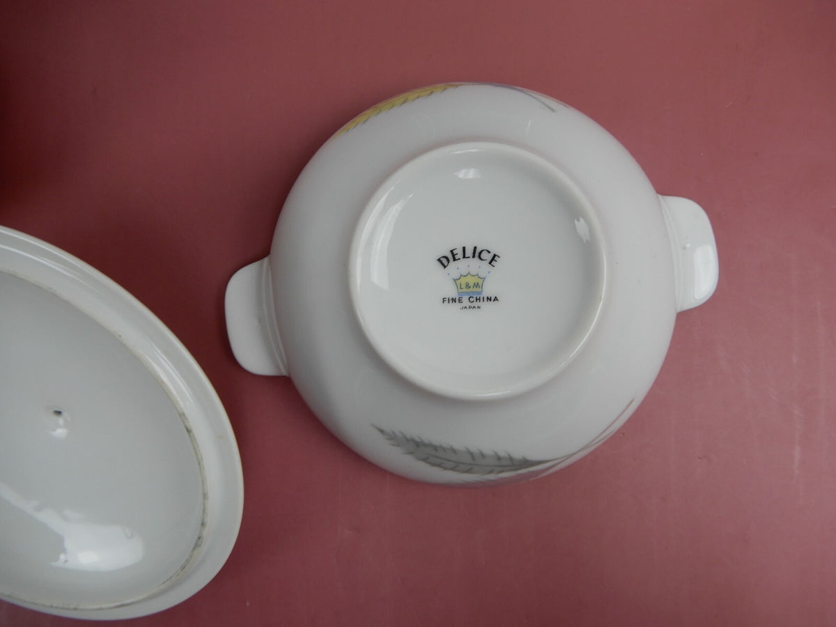 Set of 2 Platters, Sugar Bowl and Creamer L & M China "DELICE" Pattern