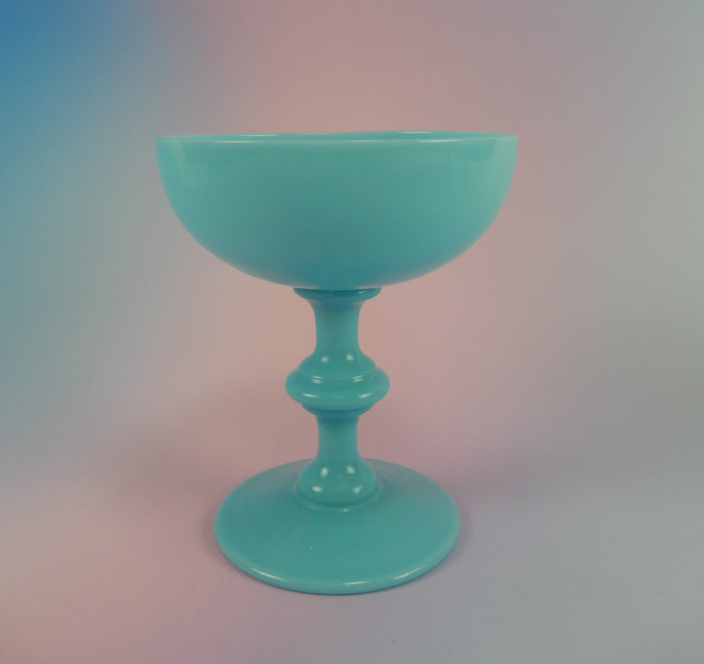 Vintage French Portieux Vallerysthal Blue Opaline Champagne Sherbet Goblet 5 oz