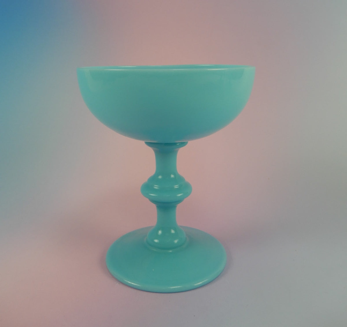 Vintage French Portieux Vallerysthal Blue Opaline Champagne Sherbet Goblet 5 oz