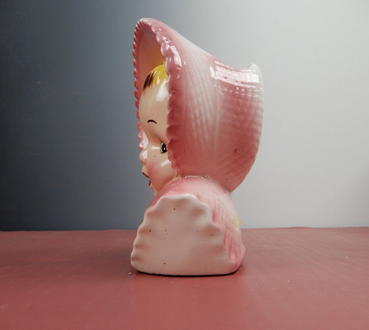 Vintage Nippon Yoko Boeki Co. Ceramic "Baby Girl in Pink" Planter Vase