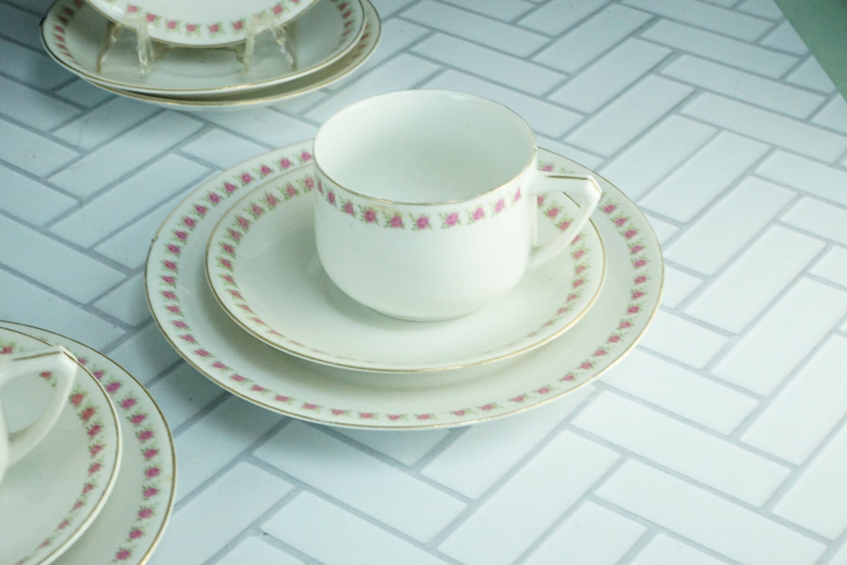 15 Piece China Setting J&C Bavaria Floral China Desert Plate, Cup and Saucer